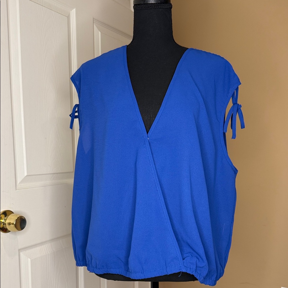 SHEIN Royal Blue V-Neck Blouse